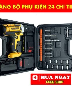 Máy khoan vặn vít dùng pin 26V - Tặng kèm bộ phụ kiện 24 chi tiết