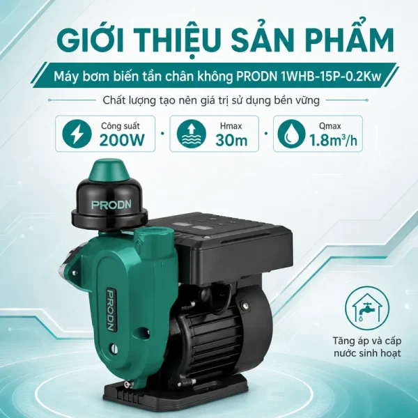 Máy bơm biến tần chân không PRODN 1WHB-15P-0.2Kw - Ảnh 2