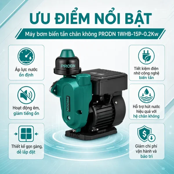 Máy bơm biến tần chân không PRODN 1WHB-15P-0.2Kw - Ảnh 4